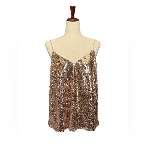 Anthropology Sunday in Brooklyn Rose Gold Sequin Camisole. Size M #1641 NWT - Picture 1 of 5